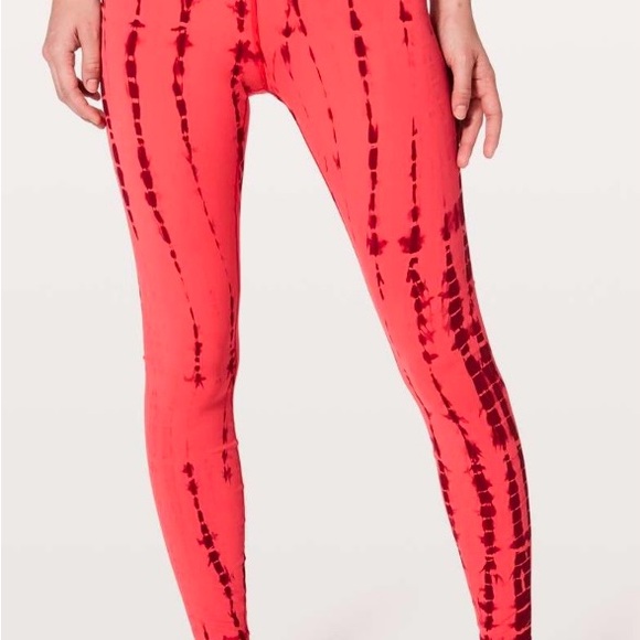 Lululemon Wunder Under Vert Shibori Persian Red Tie Dye Pattern Leggings SZ 10 - Picture 11 of 13